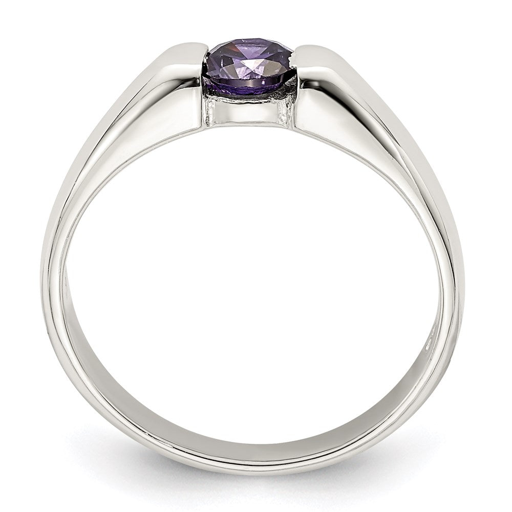 Sterling Silver Purple Round Cz Ring (Size 7 Only)