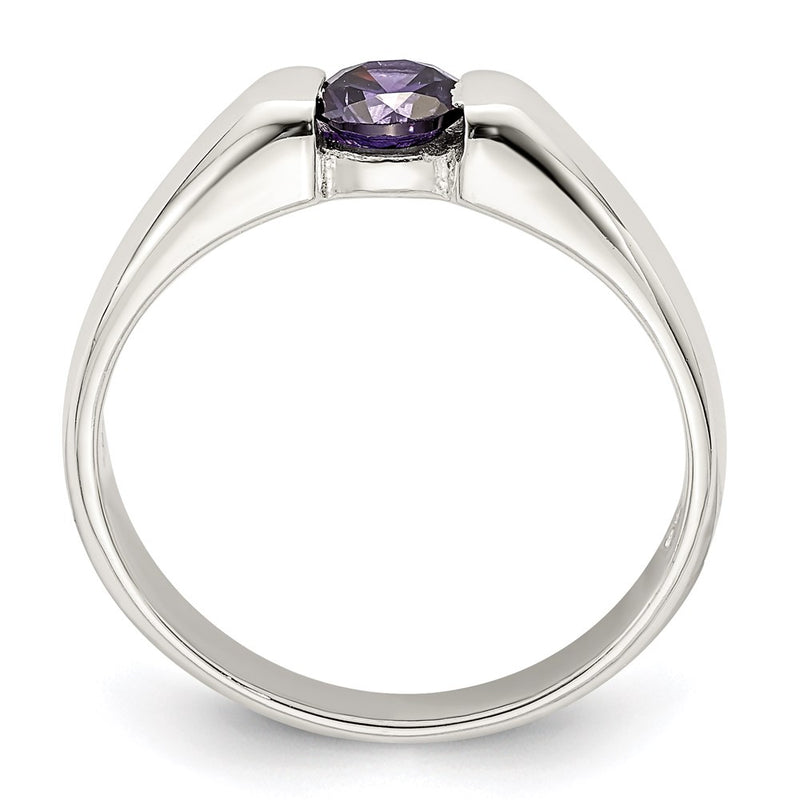 Sterling Silver Purple Round Cz Ring (Size 7 Only)