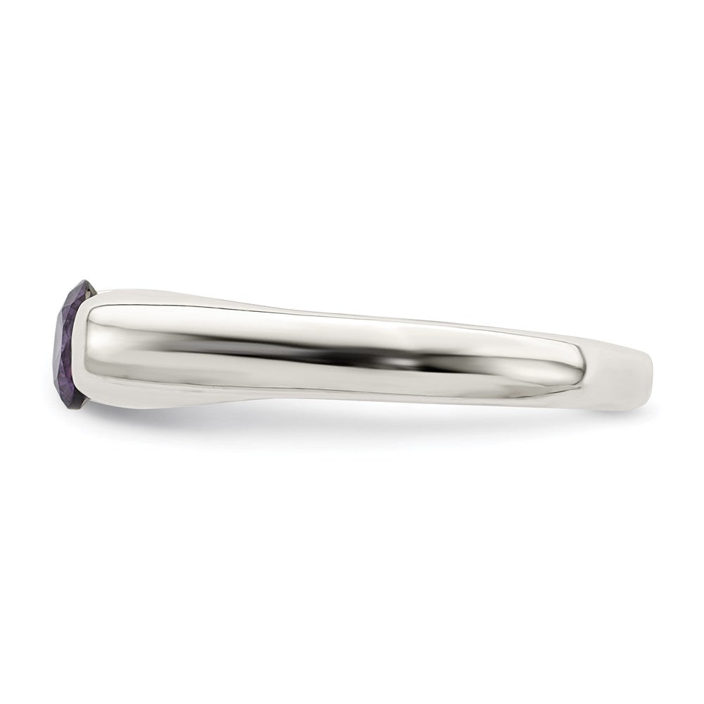 Sterling Silver Purple Round Cz Ring (Size 7 Only)