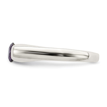 Sterling Silver Purple Round Cz Ring (Size 7 Only)
