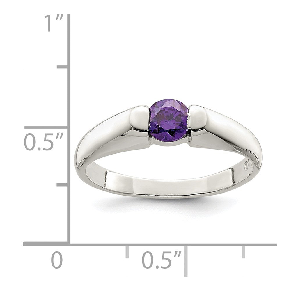Sterling Silver Purple Round Cz Ring (Size 7 Only)