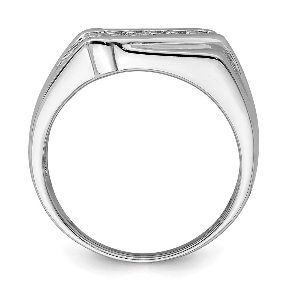 Sterling Silver Rhodium Plated Fancy Cz Ring