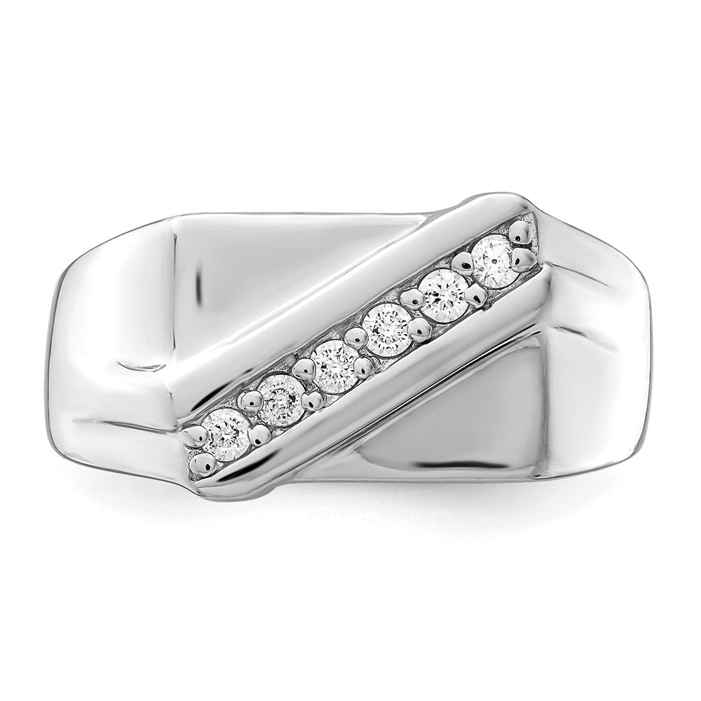 Sterling Silver Rhodium Plated Fancy Cz Ring