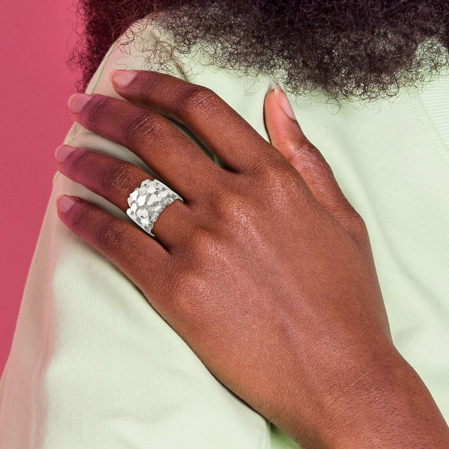 Sterling Silver Men'S Nugget Ring