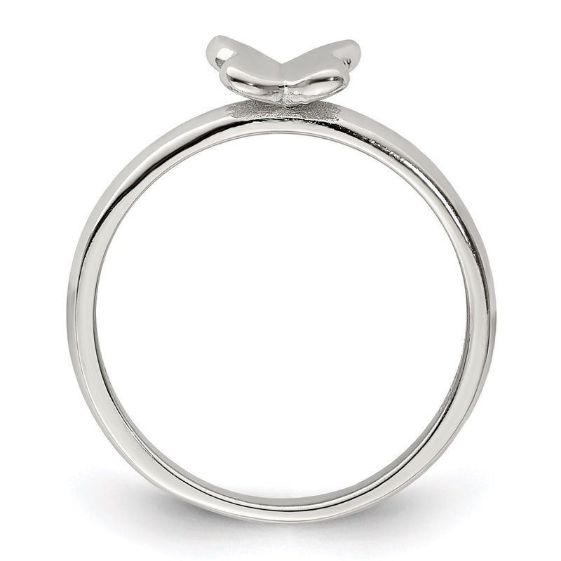 Sterling Silver Rhodium Plated Polished Butterfly Children'S Ring