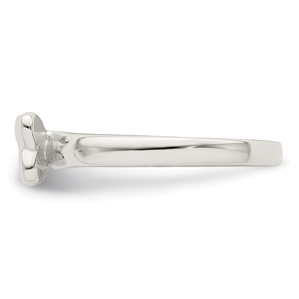 Sterling Silver Rhodium Plated Polished Butterfly Children'S Ring
