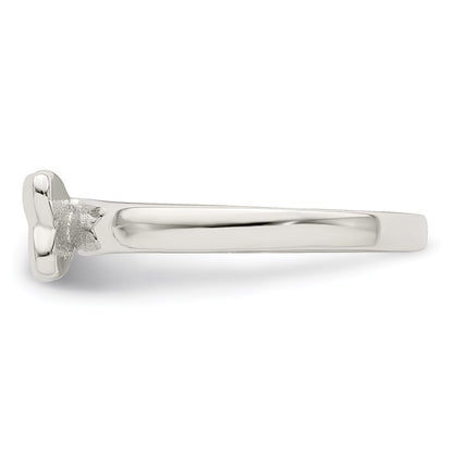 Sterling Silver Rhodium Plated Polished Butterfly Children'S Ring