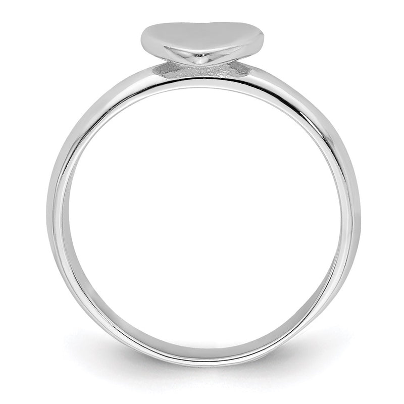Sterling Silver Rhodium Plated Polished Heart Children'S Ring