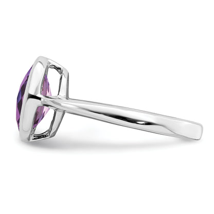 Sterling Silver Rhodium Plated Amethyst Ring (Size 9 Only)