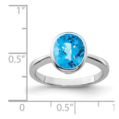 Sterling Silver Rhodium Blue Topaz Ring (Size 9 Only)