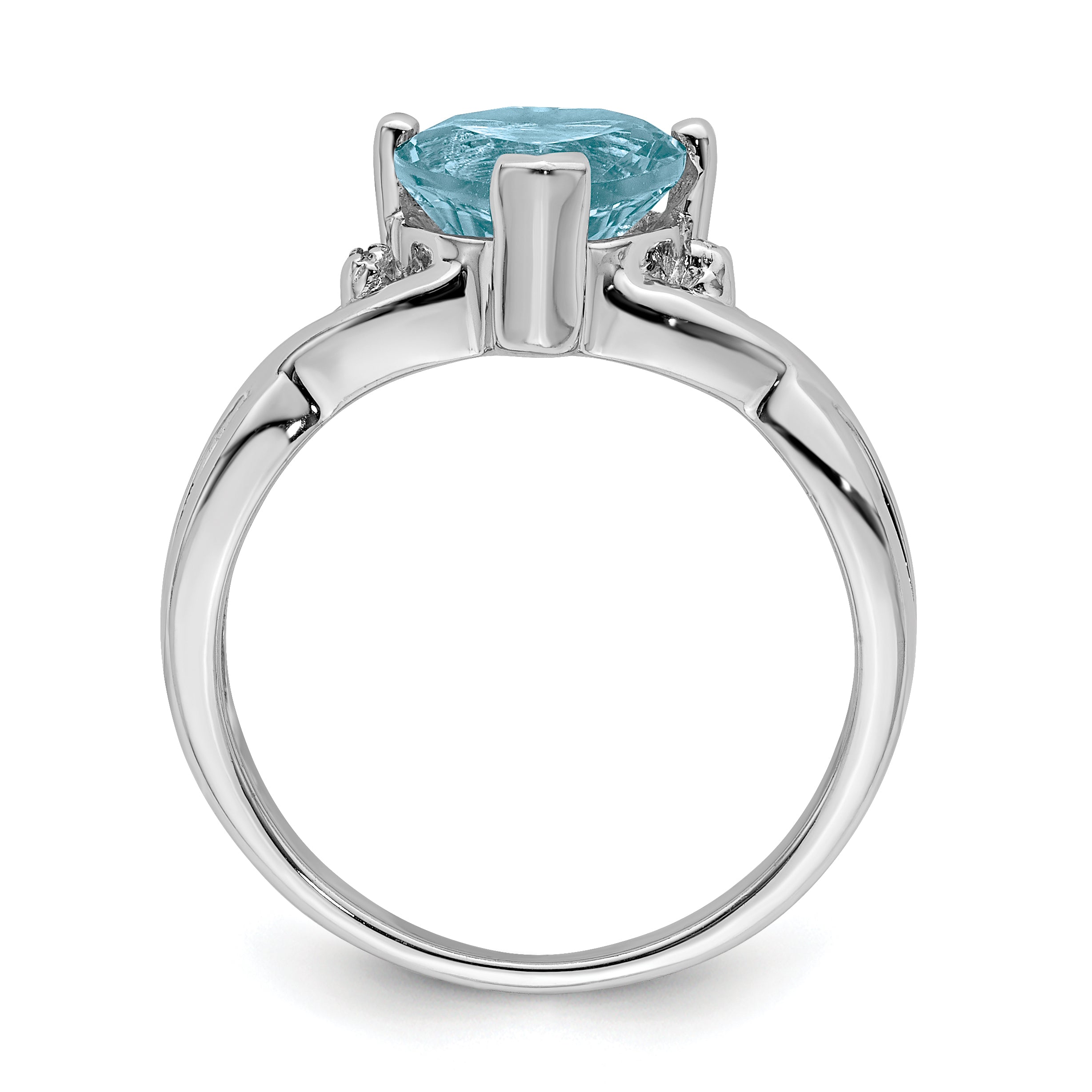 Sterling Silver Rhodium Plated Diamond & Lt Swiss Bt Heart Ring