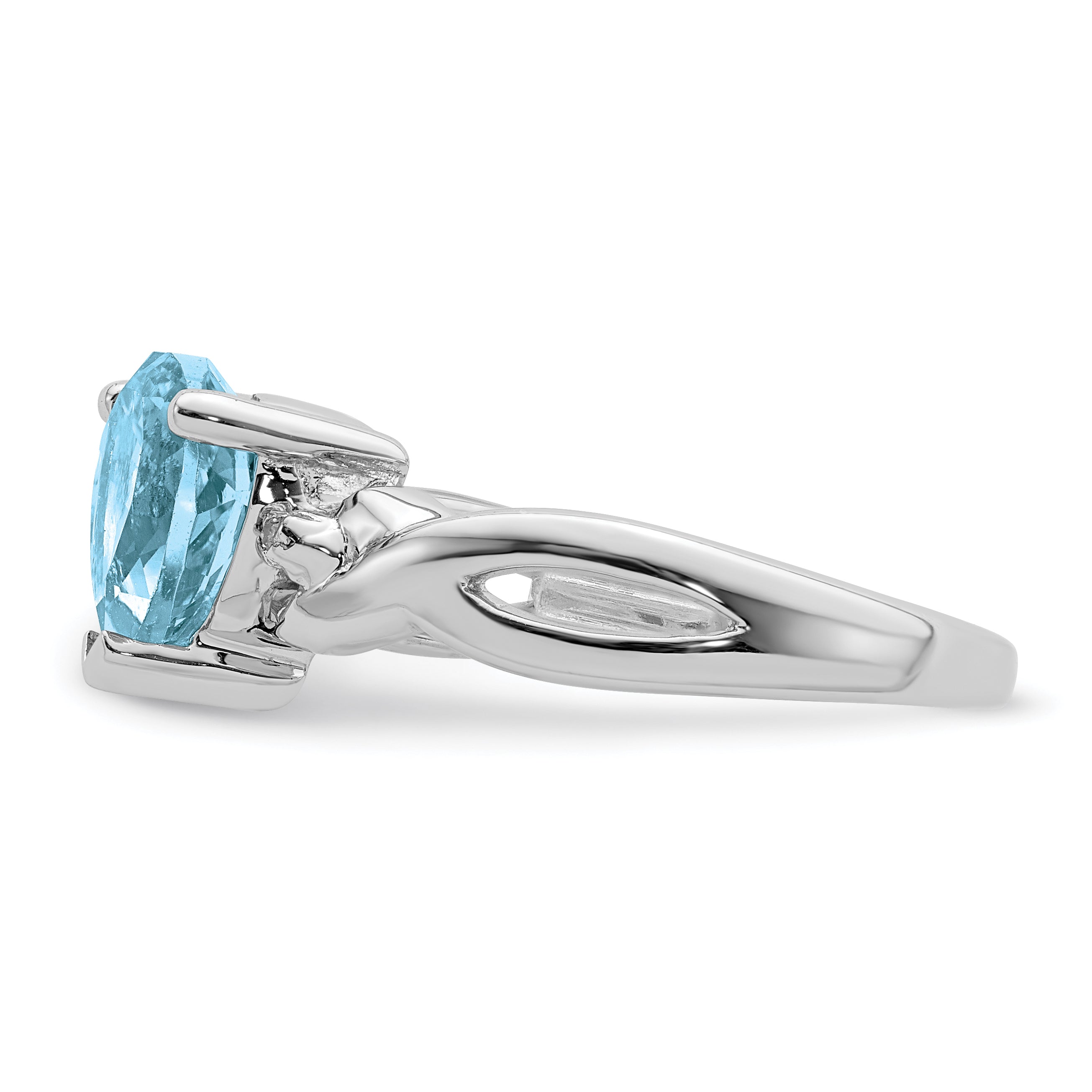 Sterling Silver Rhodium Plated Diamond & Lt Swiss Bt Heart Ring