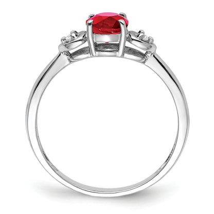Sterling Silver Rhodium Plated Diamond And Ruby Ring