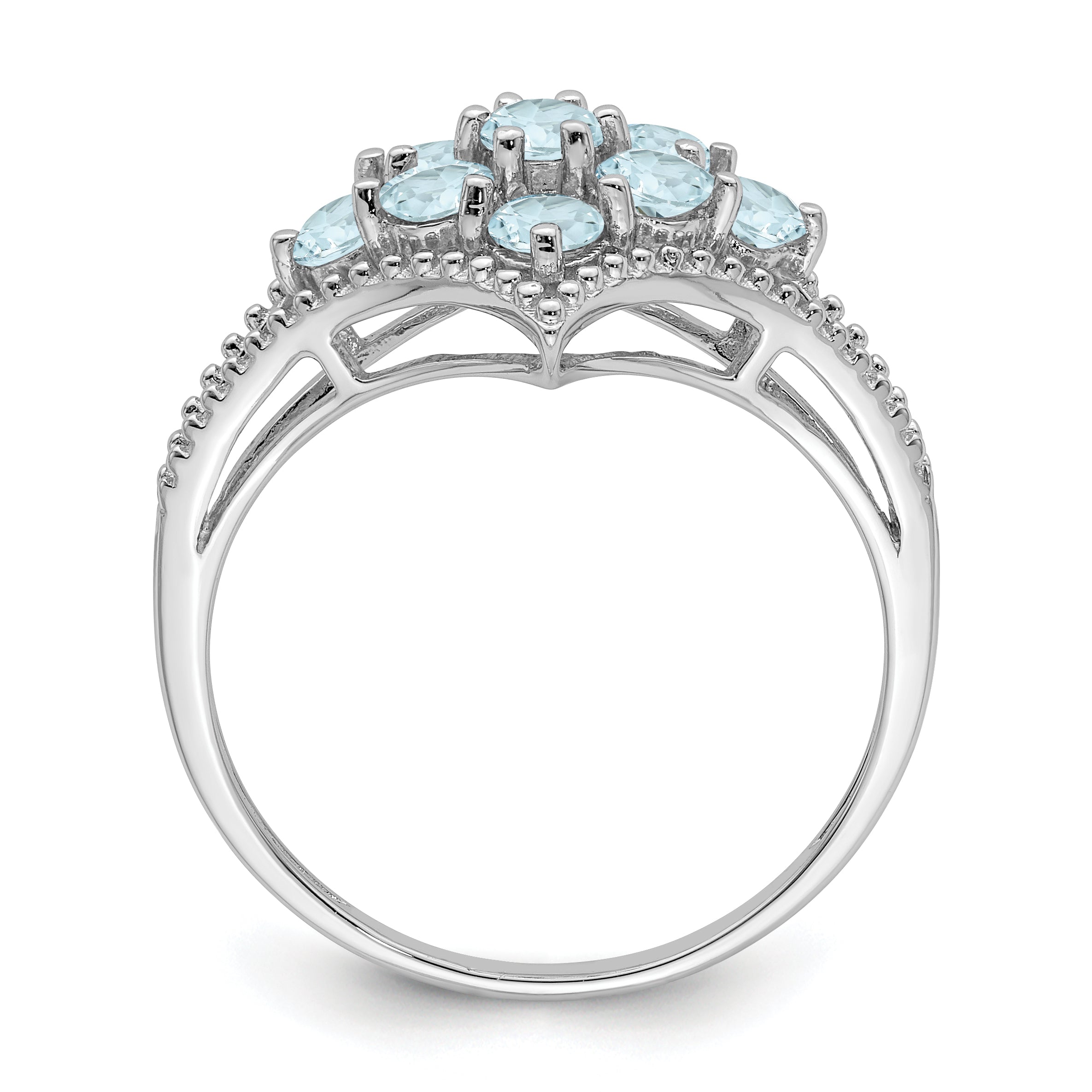 Sterling Silver Rhodium Aquamarine Ring (Size 7 Only)