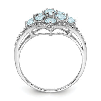 Sterling Silver Rhodium Aquamarine Ring (Size 7 Only)