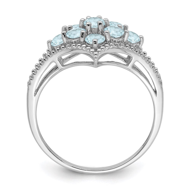 Sterling Silver Rhodium Aquamarine Ring (Size 7 Only)