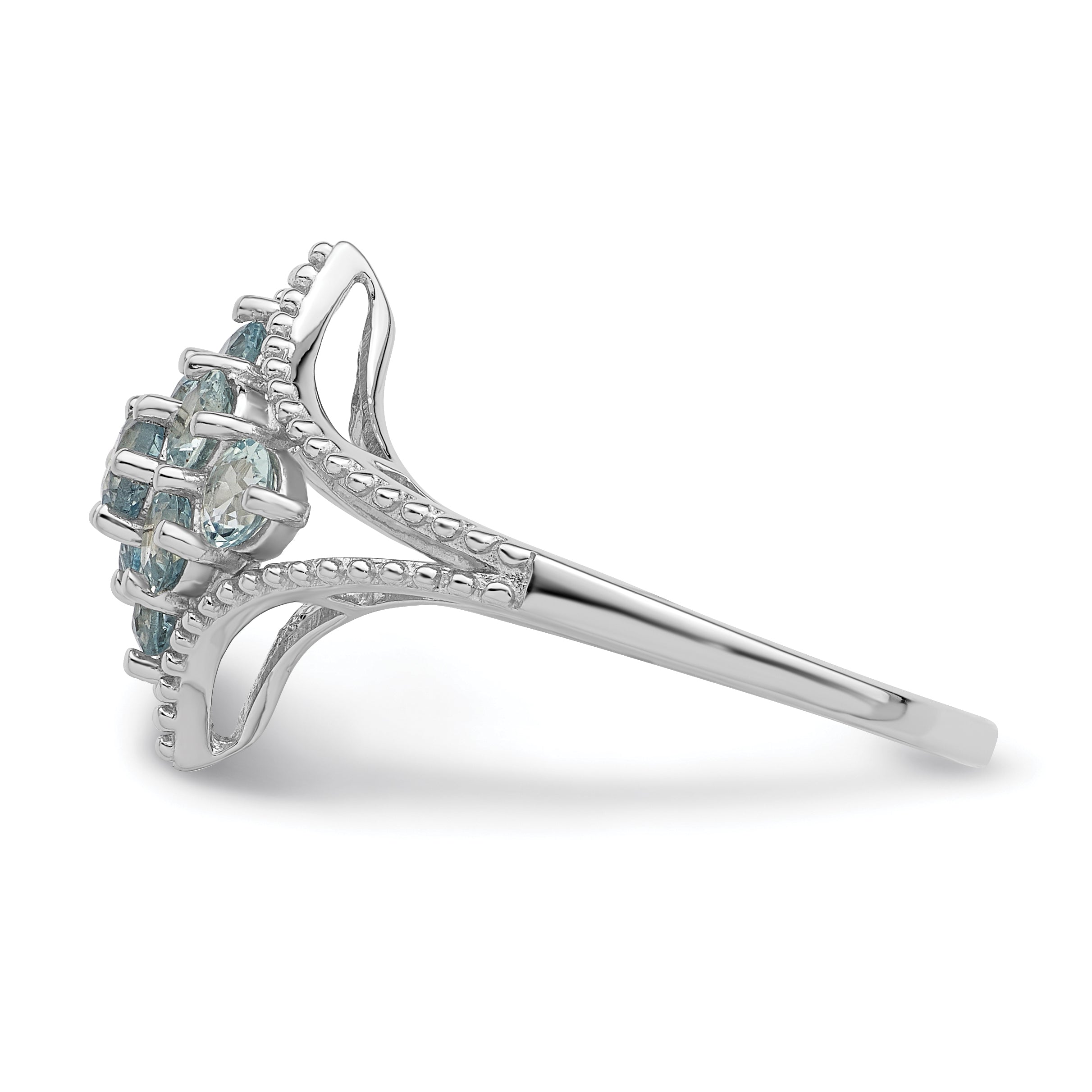 Sterling Silver Rhodium Aquamarine Ring (Size 7 Only)
