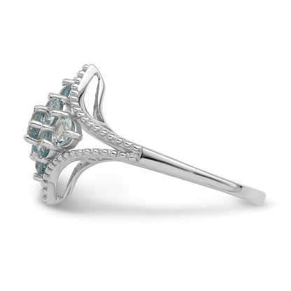 Sterling Silver Rhodium Aquamarine Ring (Size 7 Only)