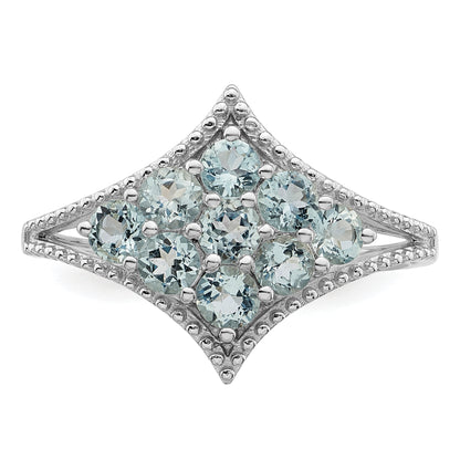 Sterling Silver Rhodium Aquamarine Ring (Size 7 Only)