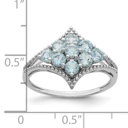 Sterling Silver Rhodium Aquamarine Ring (Size 7 Only)