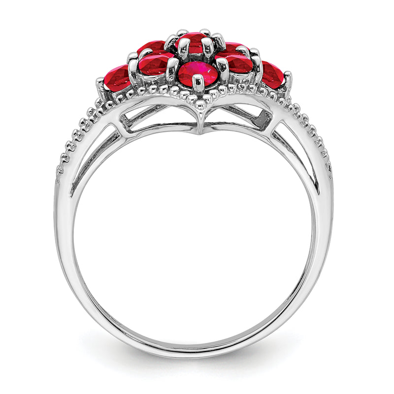 Sterling Silver Rhodium Plated Ruby Ring