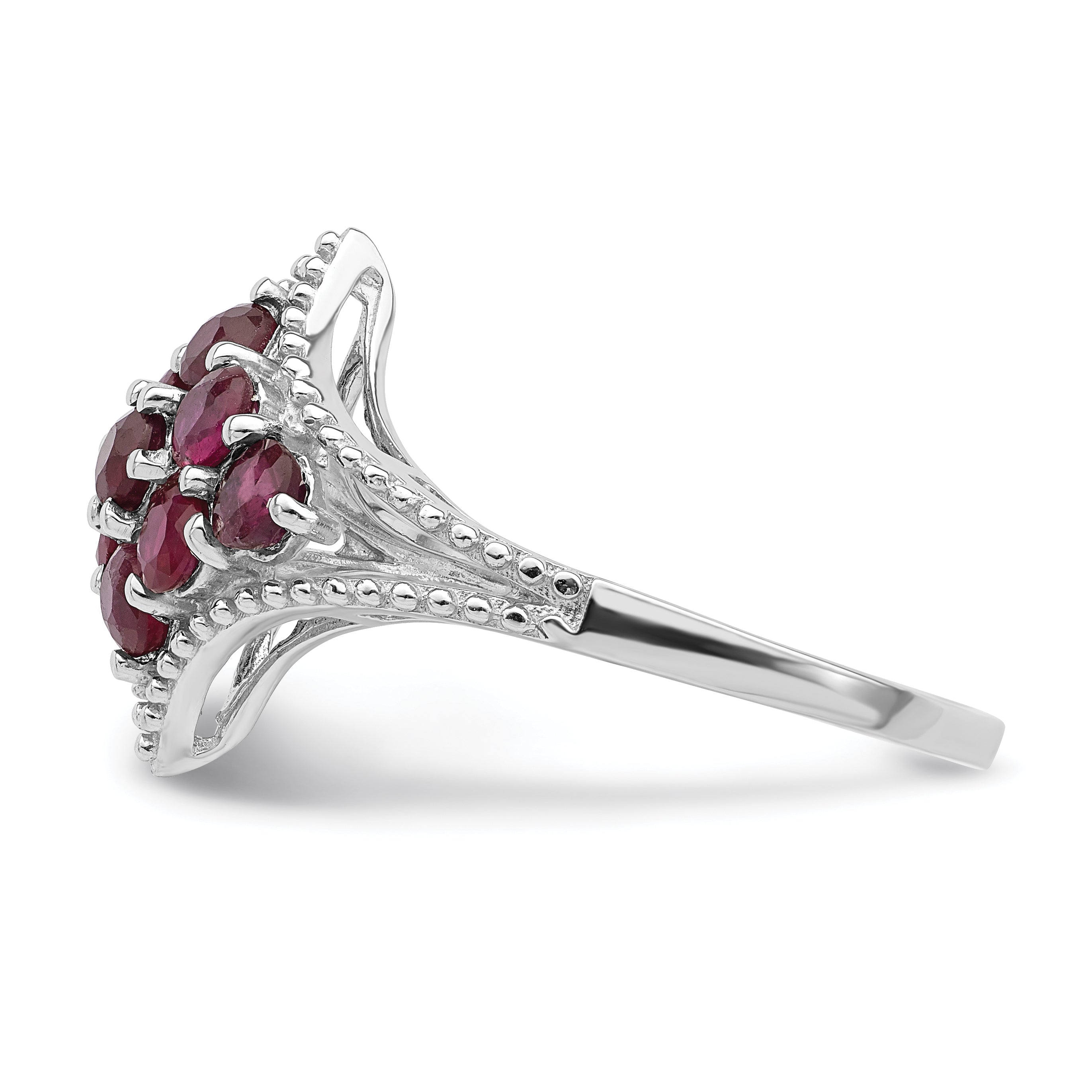 Sterling Silver Rhodium Plated Ruby Ring
