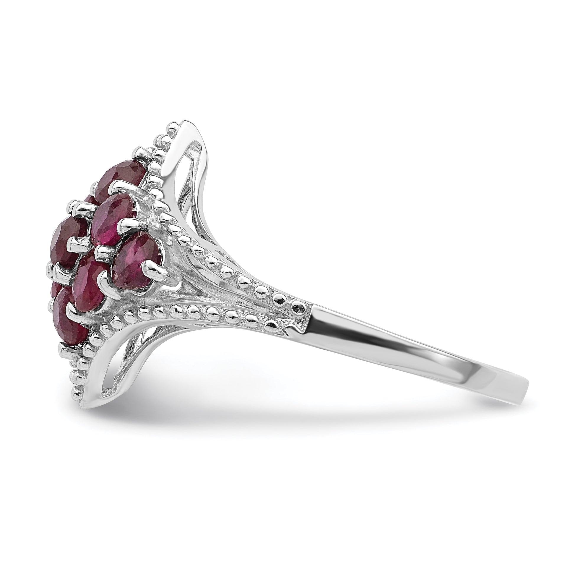 Sterling Silver Rhodium Plated Ruby Ring