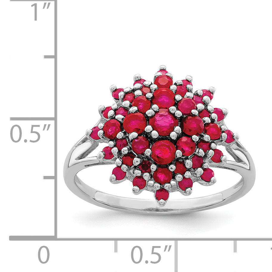 Sterling Silver Rhodium Plated Ruby Ring