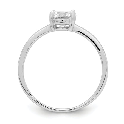 Sterling Silver Rhodium Plated Solitaire Round Cz Ring