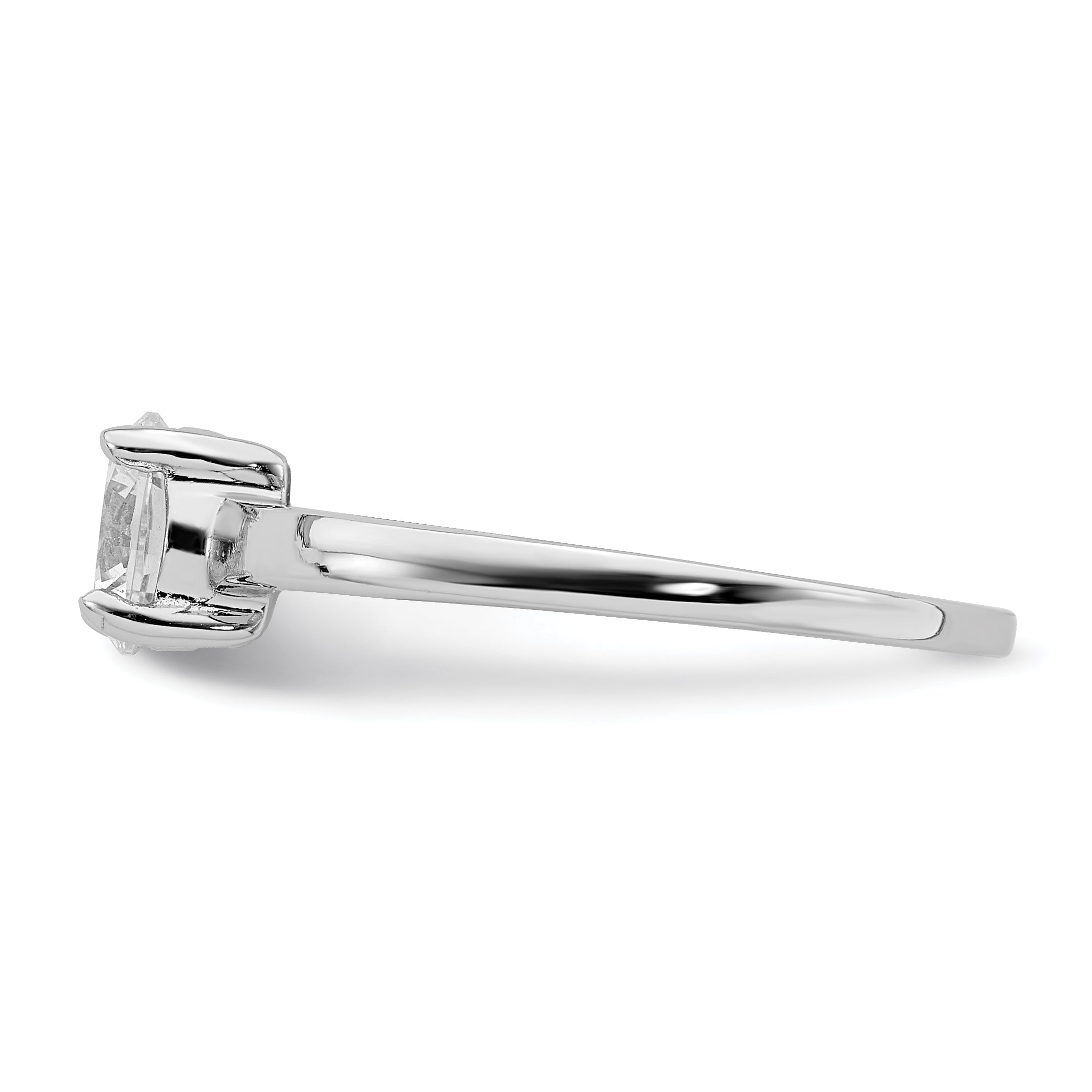 Sterling Silver Rhodium Plated Solitaire Round Cz Ring