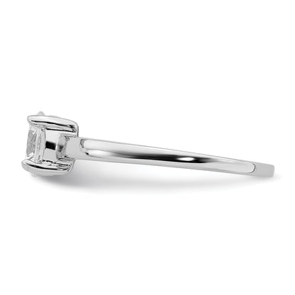 Sterling Silver Rhodium Plated Solitaire Round Cz Ring