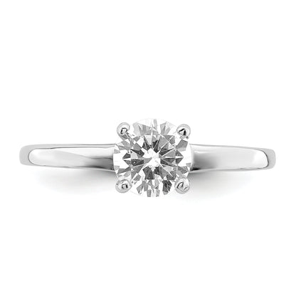 Sterling Silver Rhodium Plated Solitaire Round Cz Ring