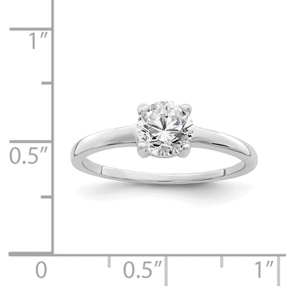 Sterling Silver Rhodium Plated Solitaire Round Cz Ring