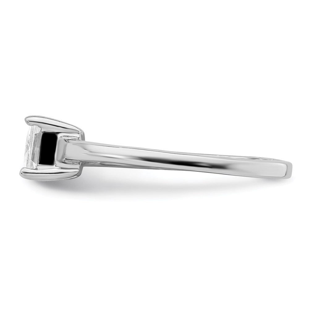 Sterling Silver Rhodium Plated Solitaire Princess Cz Ring