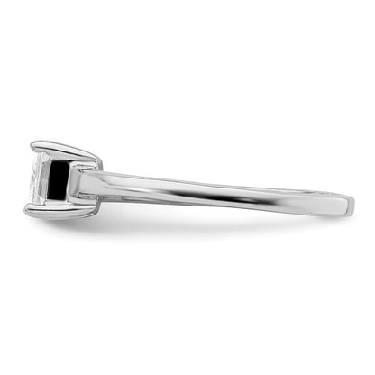 Sterling Silver Rhodium Plated Solitaire Princess Cz Ring