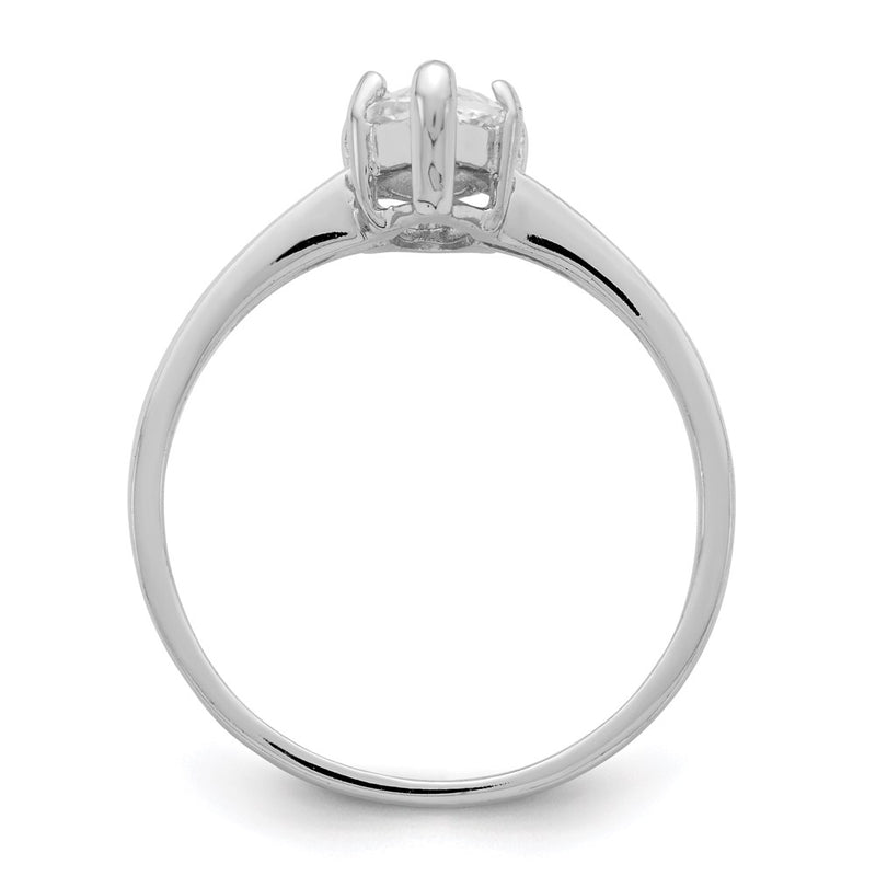 Sterling Silver Rhodium Plated Solitaire Marquise Cz Ring