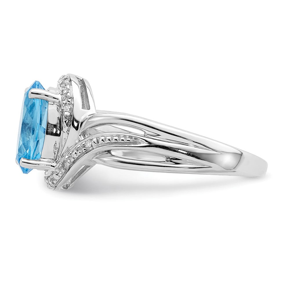 Sterling Silver Rhodium Plated Dia. And Light Swiss Bt Oval Ring