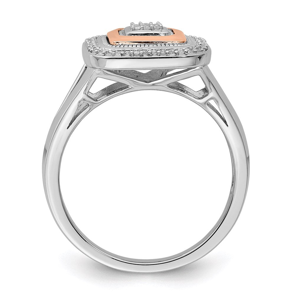 Sterling Silver Rhodium & 14K Rose Gold Ring (Size 7 Only)