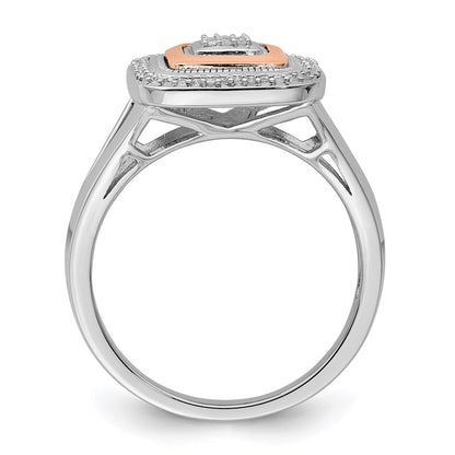 Sterling Silver Rhodium & 14K Rose Gold Ring (Size 7 Only)