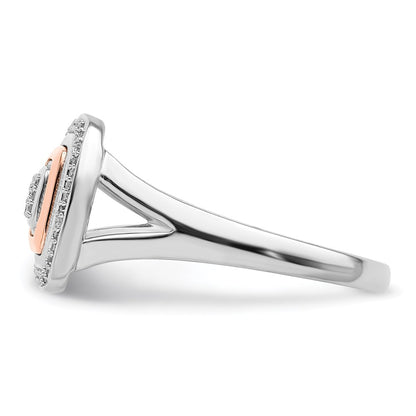 Sterling Silver Rhodium & 14K Rose Gold Ring (Size 7 Only)