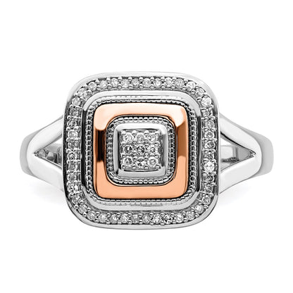 Sterling Silver Rhodium & 14K Rose Gold Ring (Size 7 Only)