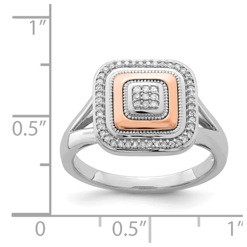 Sterling Silver Rhodium & 14K Rose Gold Ring (Size 7 Only)