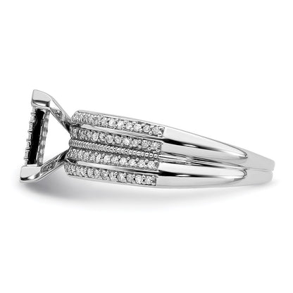 Sterling Silver Rhodium Plated Diamond Square Ring (Size 8 Only)