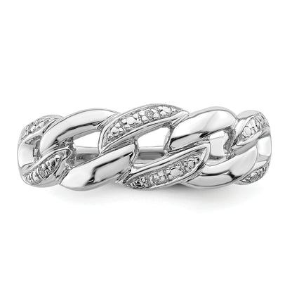 Sterling Silver Rhodium Plated Diamond Ring