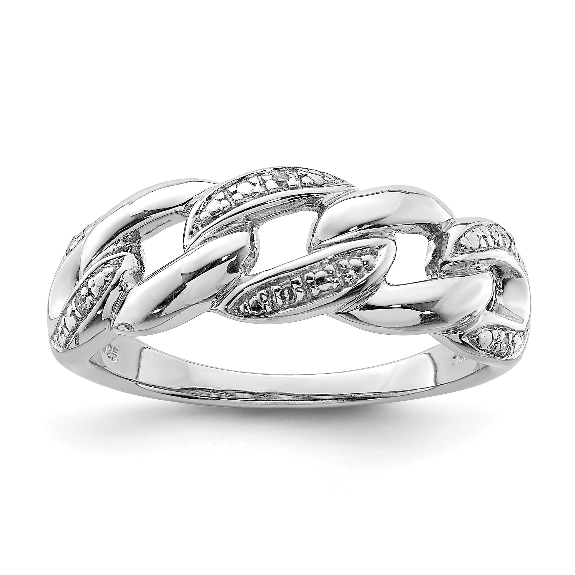Sterling Silver Rhodium Plated Diamond Ring