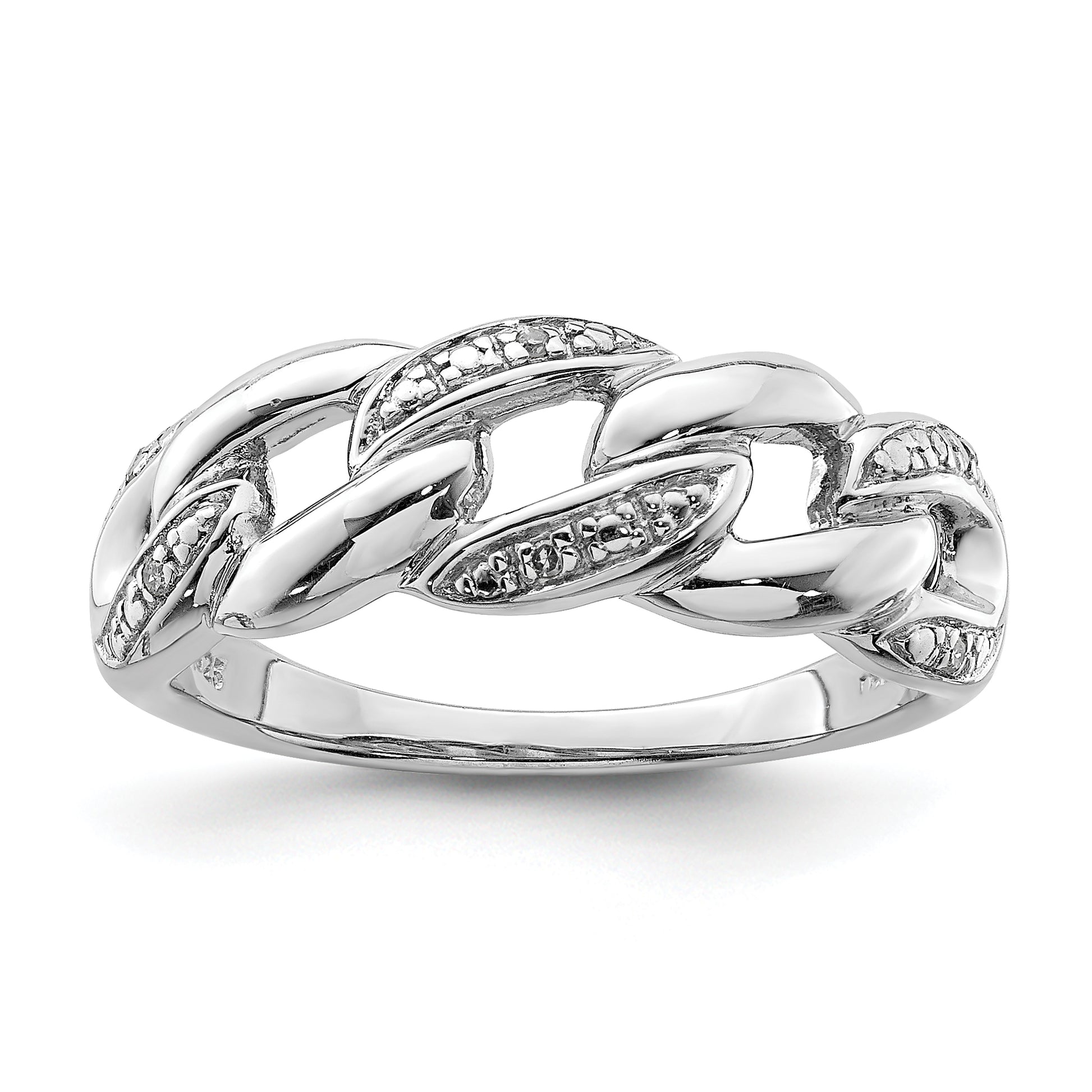 Sterling Silver Rhodium Plated Diamond Ring