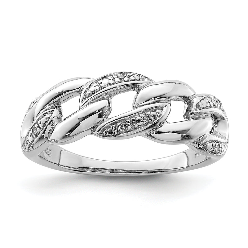 Sterling Silver Rhodium Plated Diamond Ring