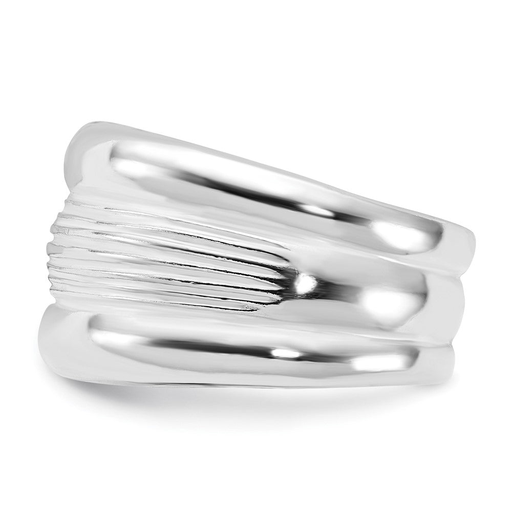 Sterling Silver Polished Ridged Ring (Size 6 Only)