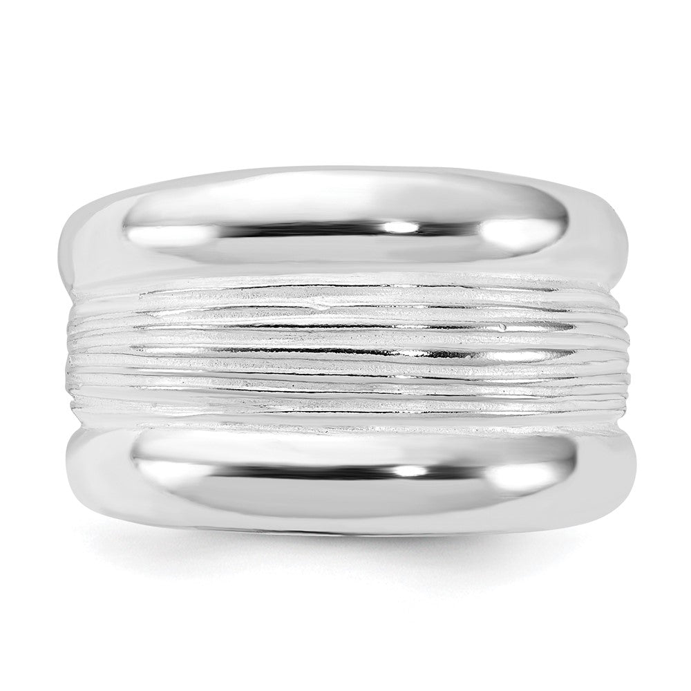 Sterling Silver Polished Ridged Ring (Size 6 Only)