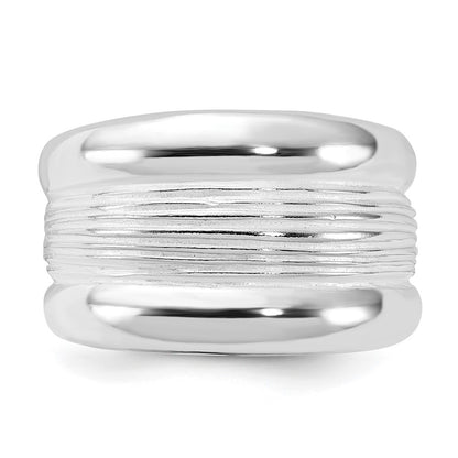 Sterling Silver Polished Ridged Ring (Size 6 Only)